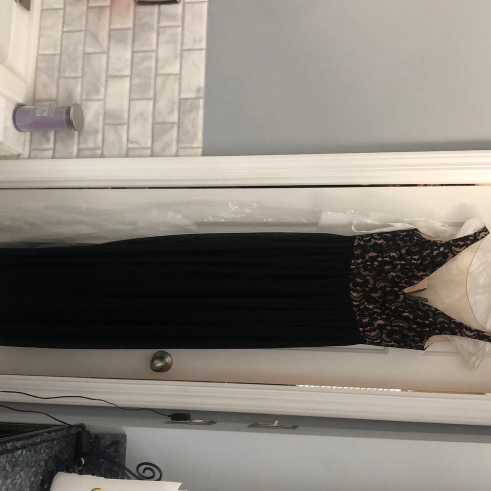 David’s bridal black/nude full length dress